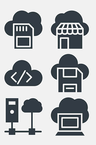 个性云计算图标免抠素材