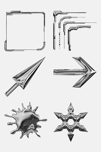 大气箭头酸性镀铬金属免抠素材