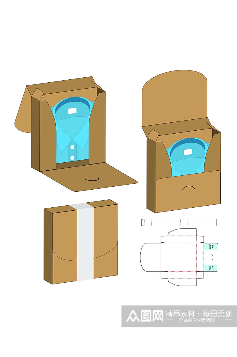精品产品包装盒刀模展开图素材