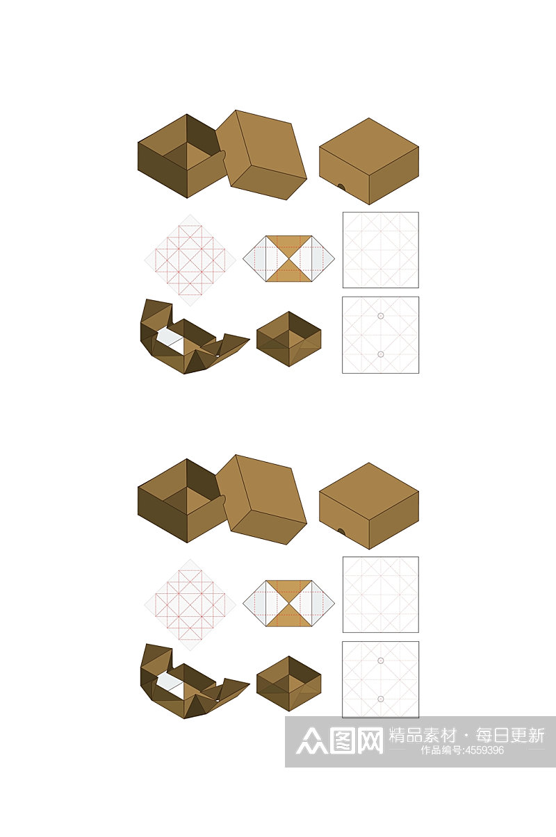简约甜品纸箱刀模包装盒展开图素材