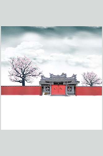 红墙中国风背景图片