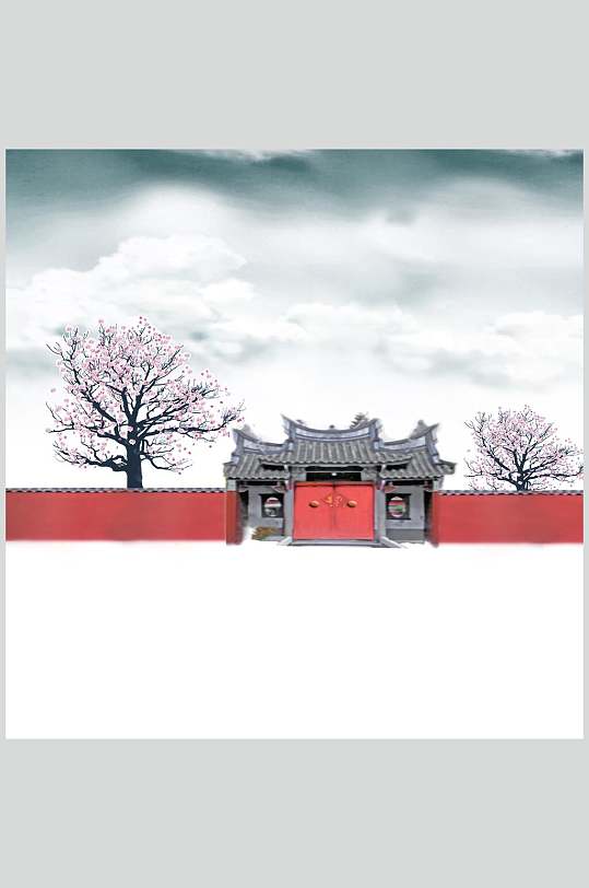 红墙中国风背景图片