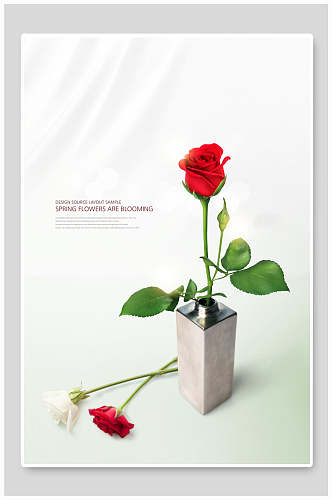 红玫瑰花店海报