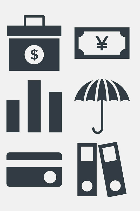 黑白雨伞数据金融理财图标免抠素材