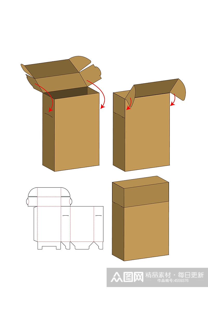 简约产品包装盒展开图素材