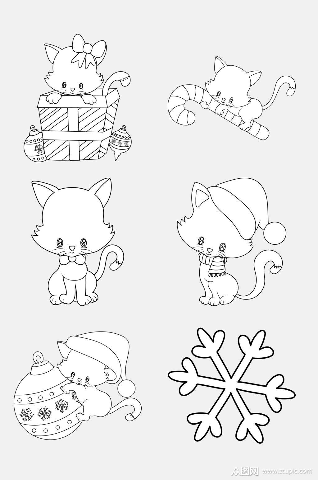 黑白可爱卡通形象简笔画免抠素材素材