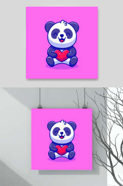 粉色可爱熊猫表情包矢量素材