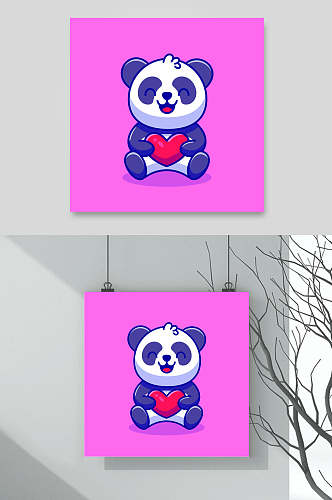 粉色可爱熊猫表情包矢量素材