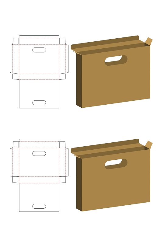 个性极简甜品纸箱刀模包装盒展开图