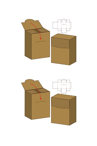 个性极简甜品纸箱刀模包装盒展开图
