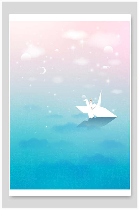 纸鹤宇宙星空海报-众图网