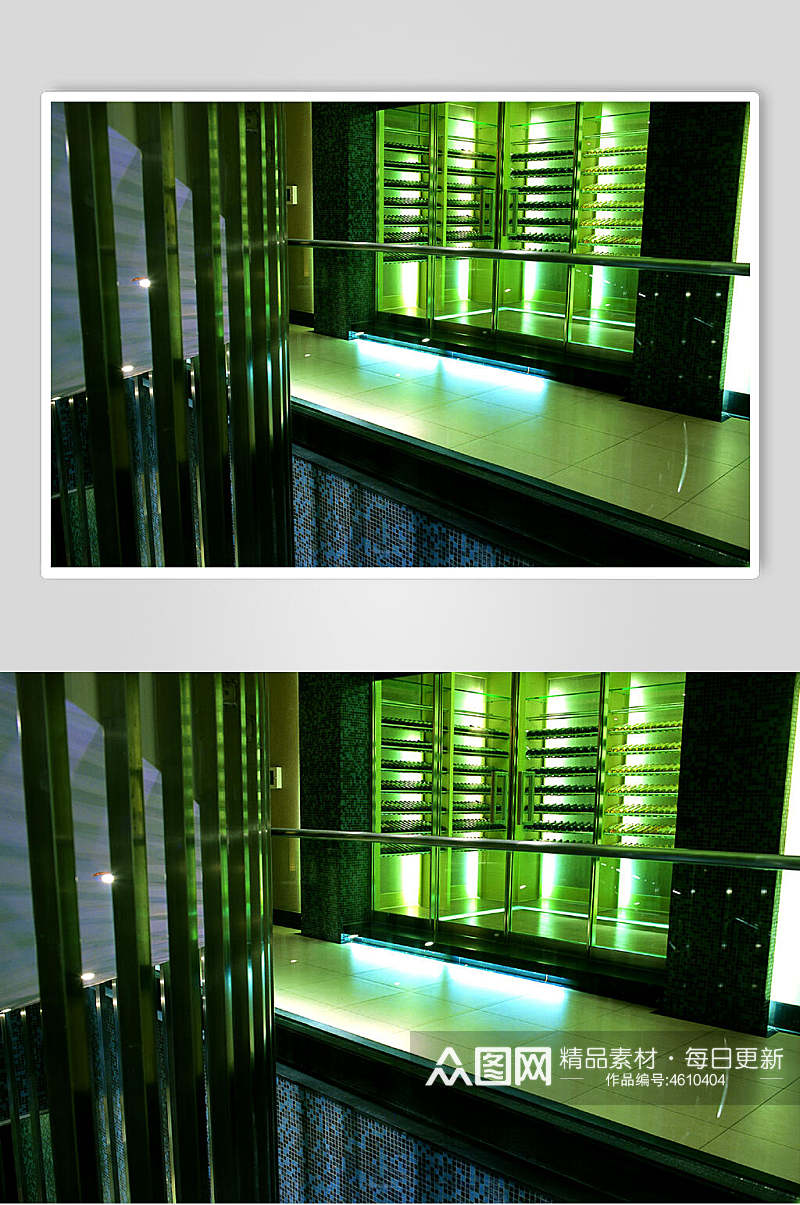 绿色发光走廊装潢效果图素材