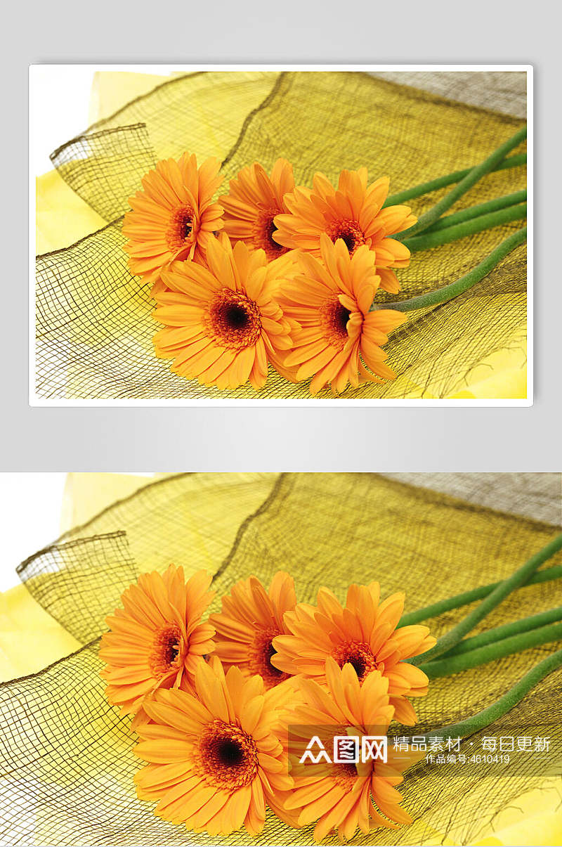 纯黄色网布花束造型图片素材