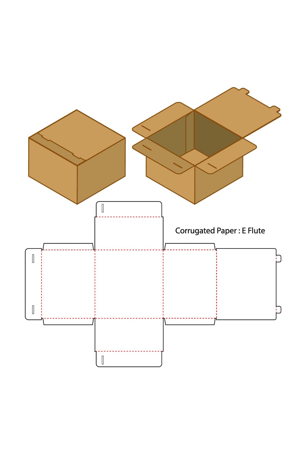 详细分解甜品纸箱刀模包装盒展开图