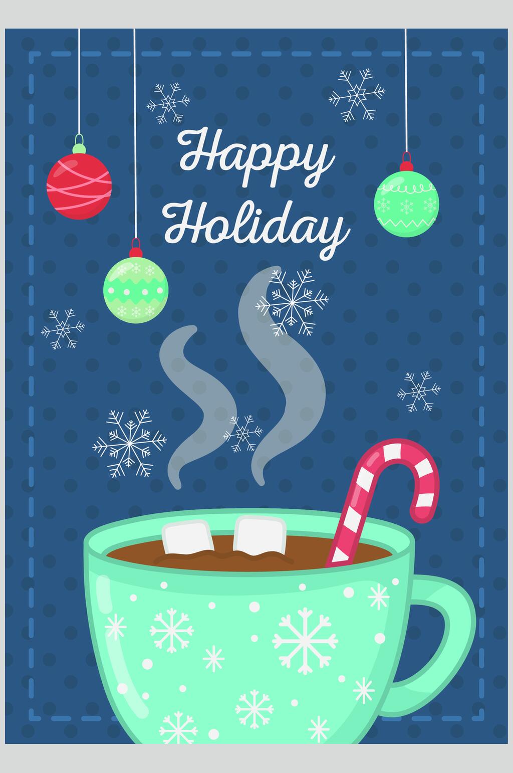 创意雪花咖啡时尚圣诞插画矢量素材素材