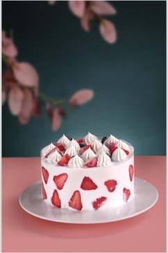 草莓奶油蛋糕食品高清图片