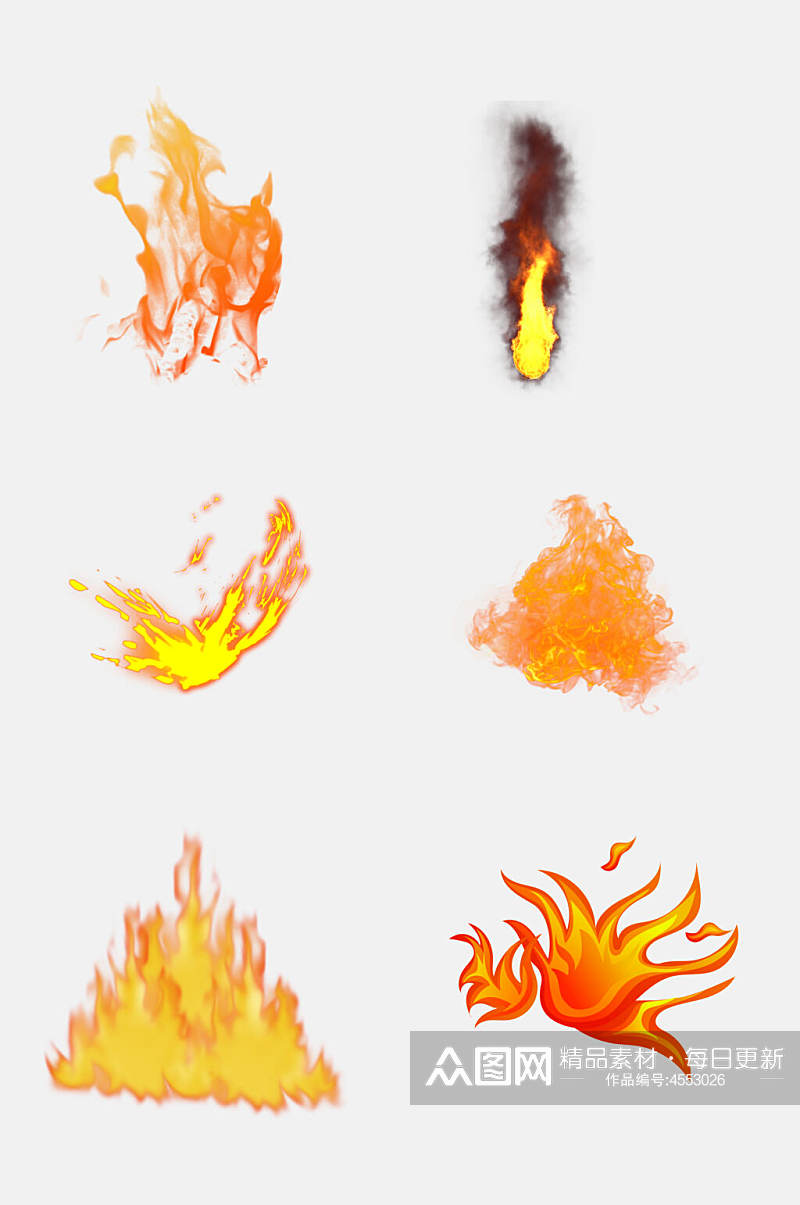 创意手绘扁平化火焰免抠素材素材