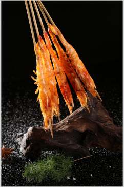 烤虾烤串食品摄影图片