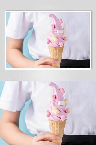 粉色奶油块冰淇淋图片