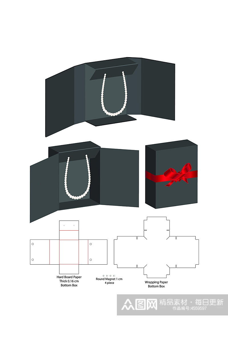 时尚产品包装盒展开图素材