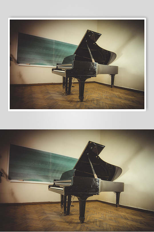 文艺光影教室黑色钢琴图片