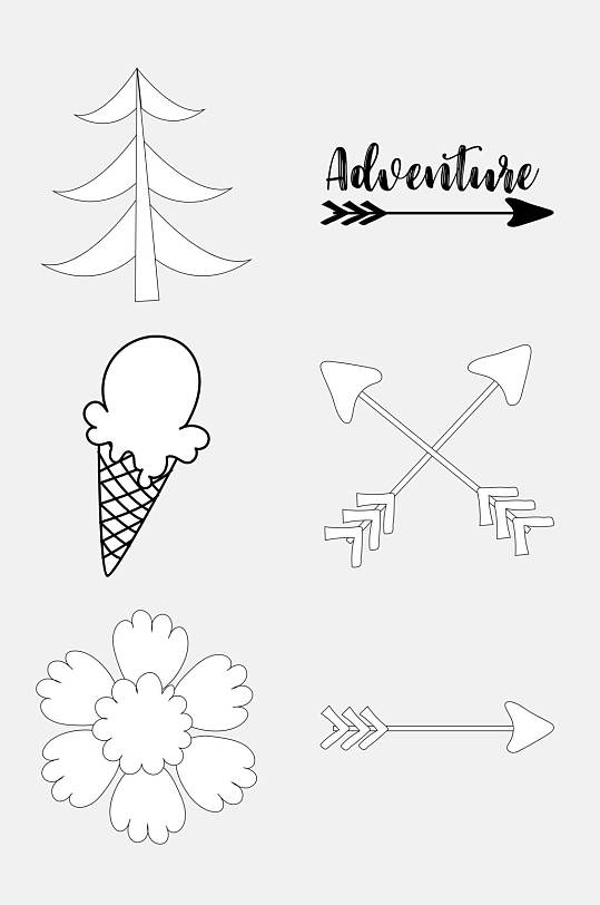 蛋筒卡通童话简笔画免抠素材