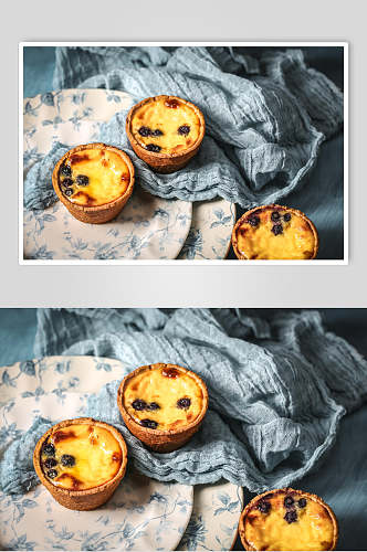 蓝莓蛋挞美食摄影图