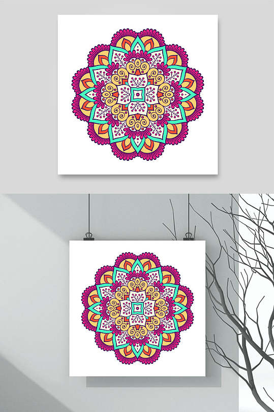 花纹的红色的彩绘花纹图案矢量素材