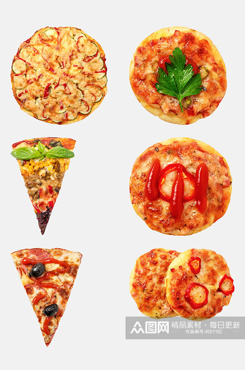 创意香菜披萨美食免抠素材素材
