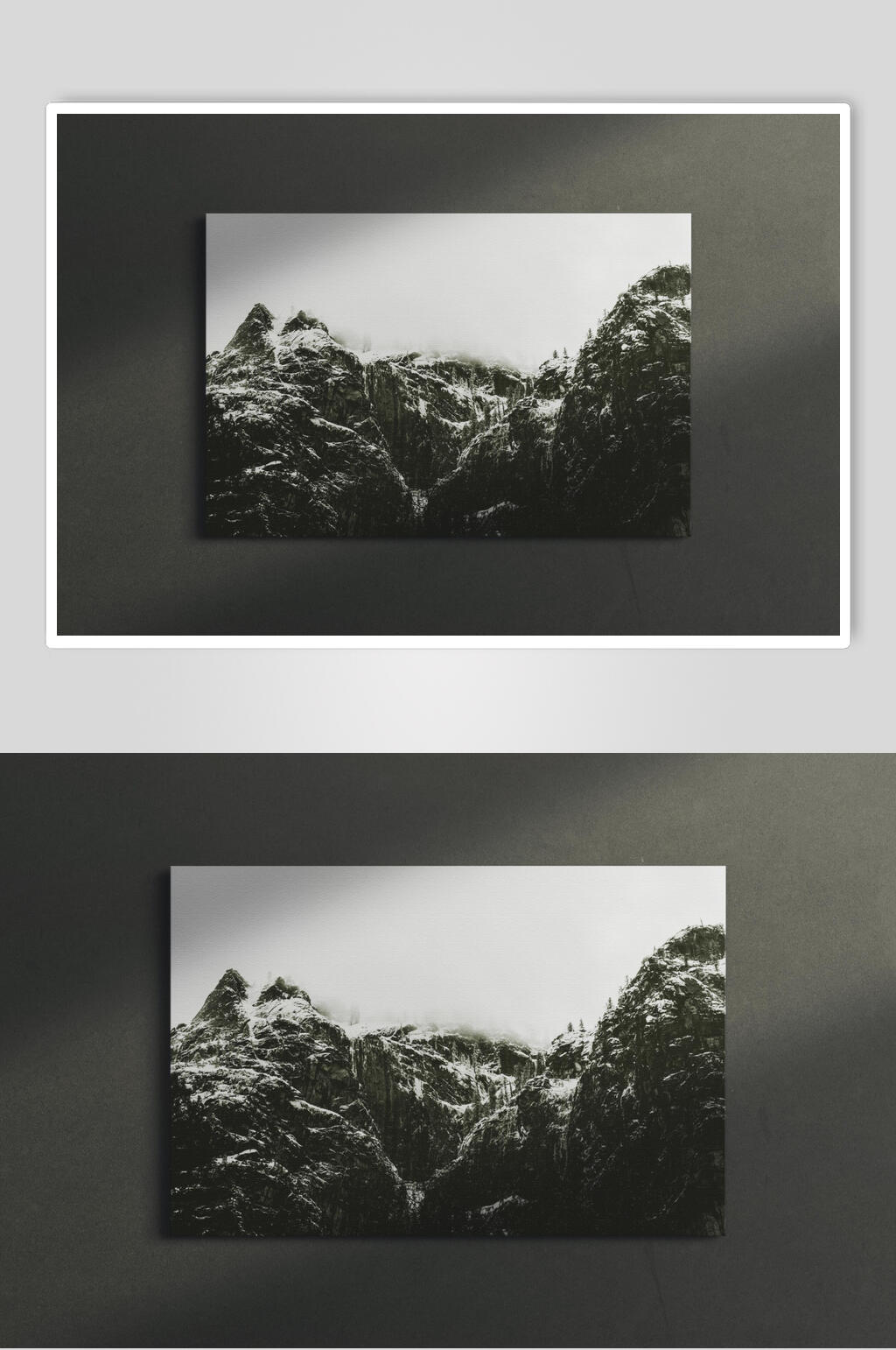 长方形草地石头绿艺术画框样机素材