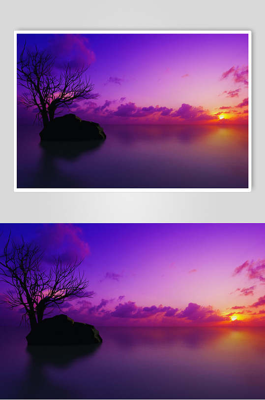 紫色天空风景山水摄影图