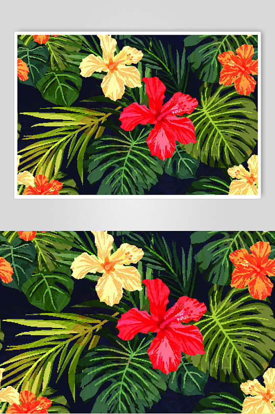 大红花热带植物矢量素材