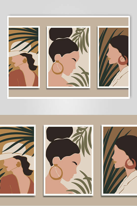 女孩个性人物肖像装饰画矢量素材