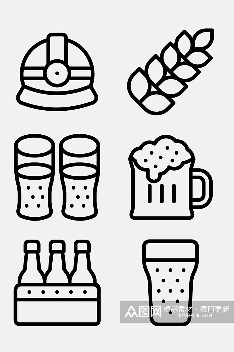 啤酒线性德国文化图标免抠素材素材