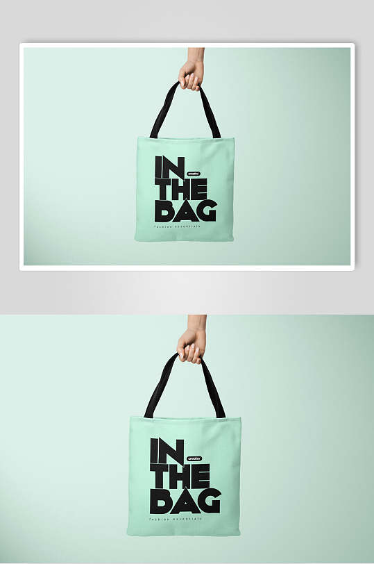 时尚青色黑色手提帆布袋样机