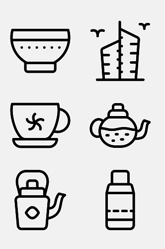 茶壶中国香港线性图标免抠素材