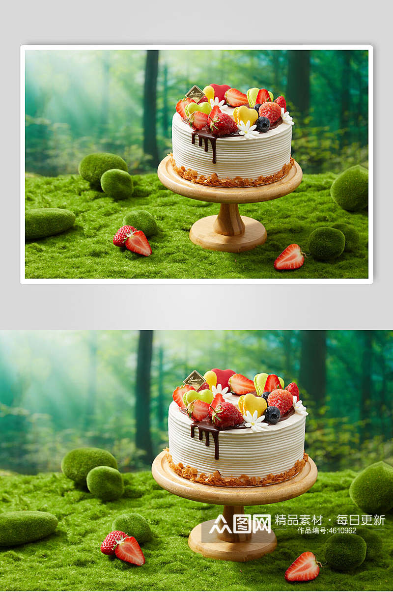 白色水果草莓蛋糕图片素材