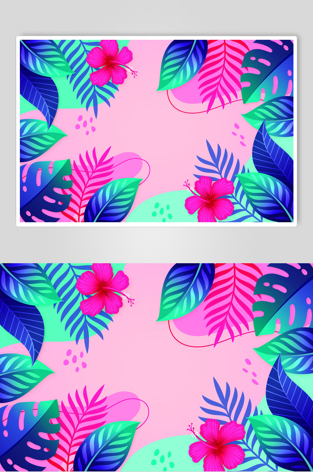 粉色矢量夏日植物插画素材素材