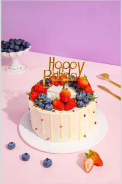 精品草莓蓝莓蛋糕图片