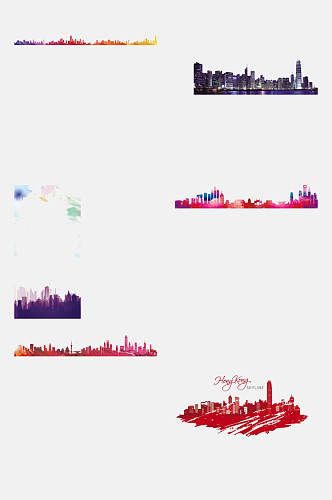 创意香港城市剪影免抠素材