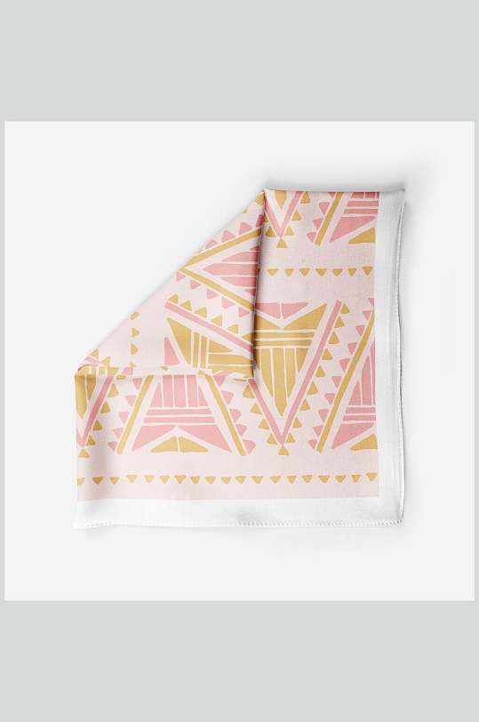 粉色几何图案丝巾方巾样机