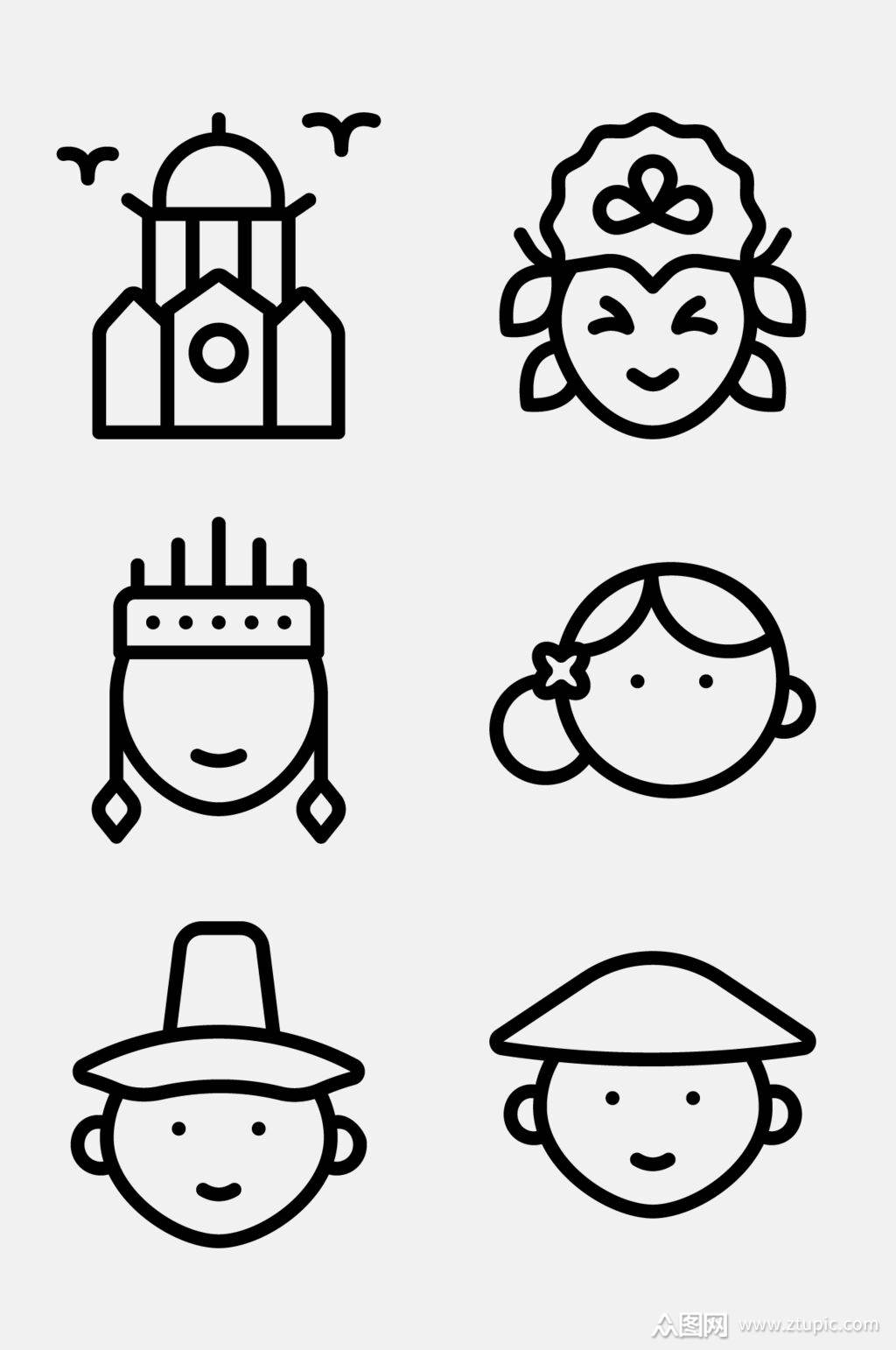 小孩线性菲律宾文化图标免抠素材素材