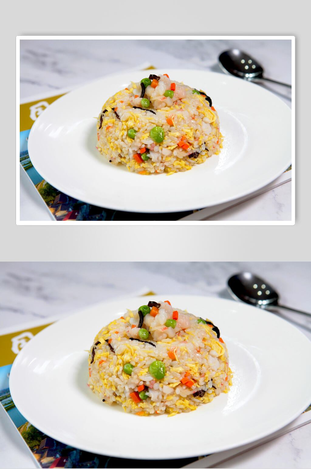 创意豌豆火腿炒饭图片素材