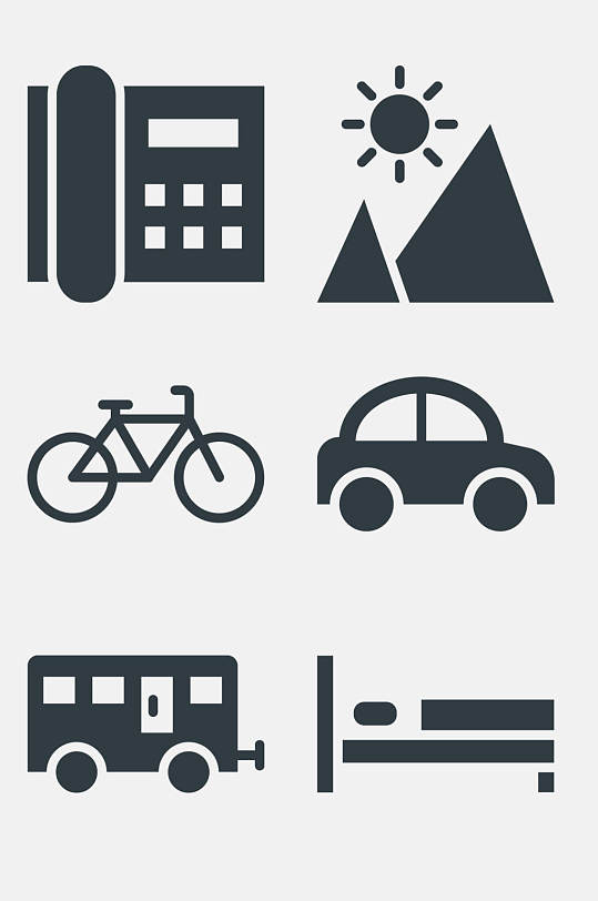 黑白自行车旅游出行图标免抠素材