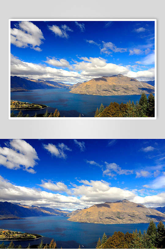 蓝色湖泊旅游风景图片