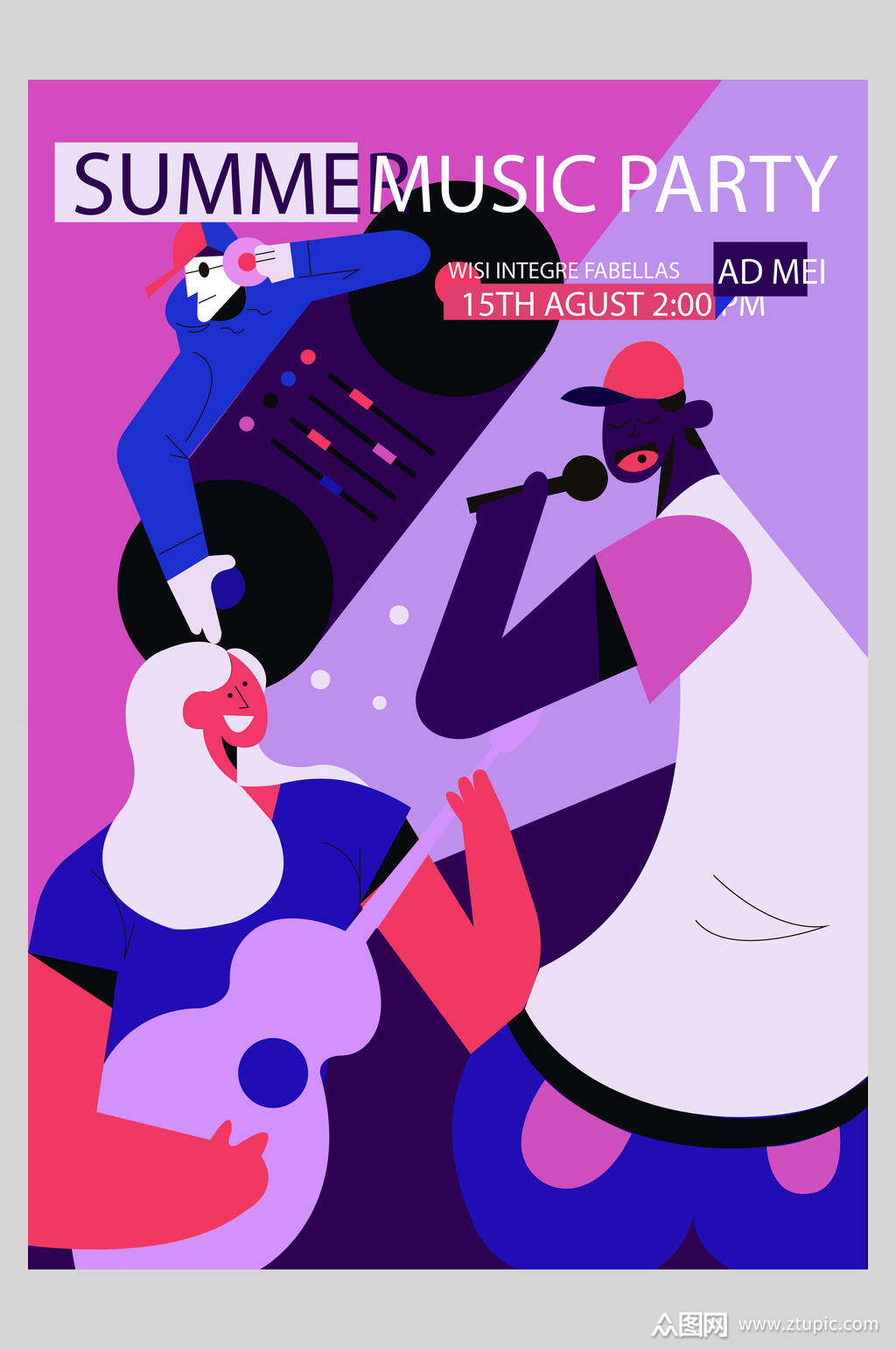 英文音乐节矢量海报素材