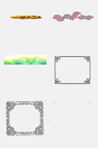 手绘中式古典边框免抠素材