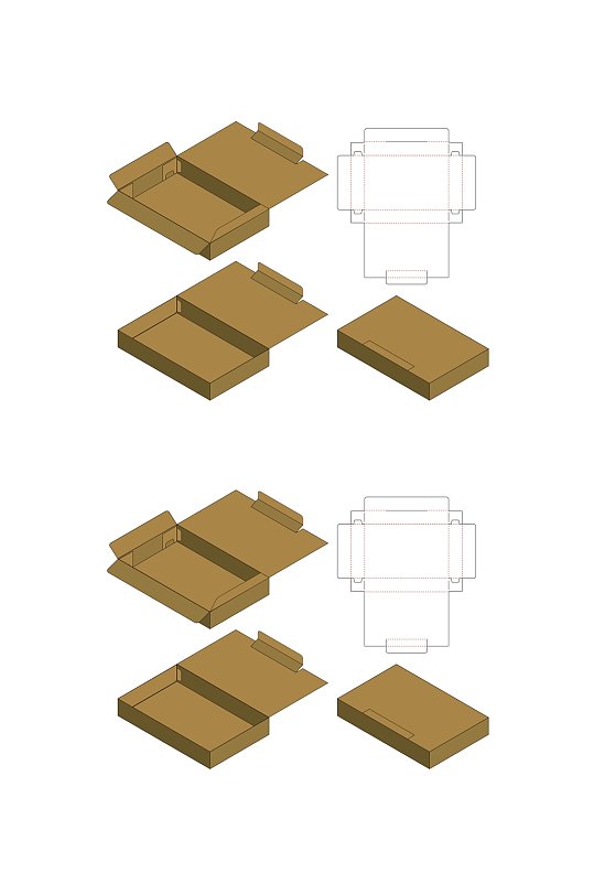简约甜品纸箱刀模包装盒展开图