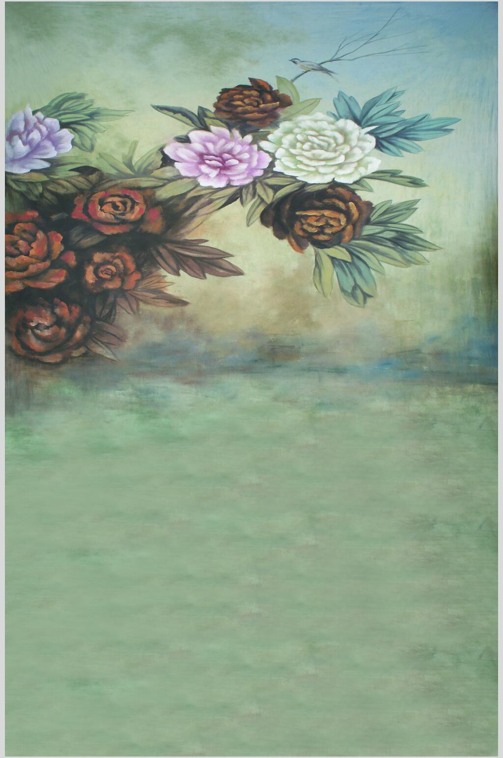 复古风景鲜花背景图片素材