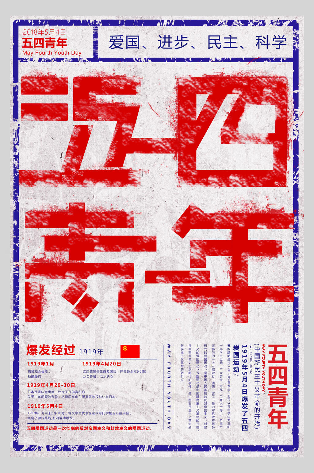 五四青年复古宣传海报素材